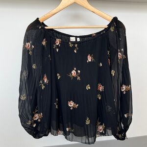 Wilfred Black Floral Sheer Blouse